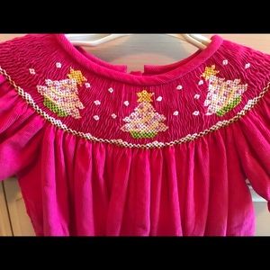 Pink Christmas smocked jumper